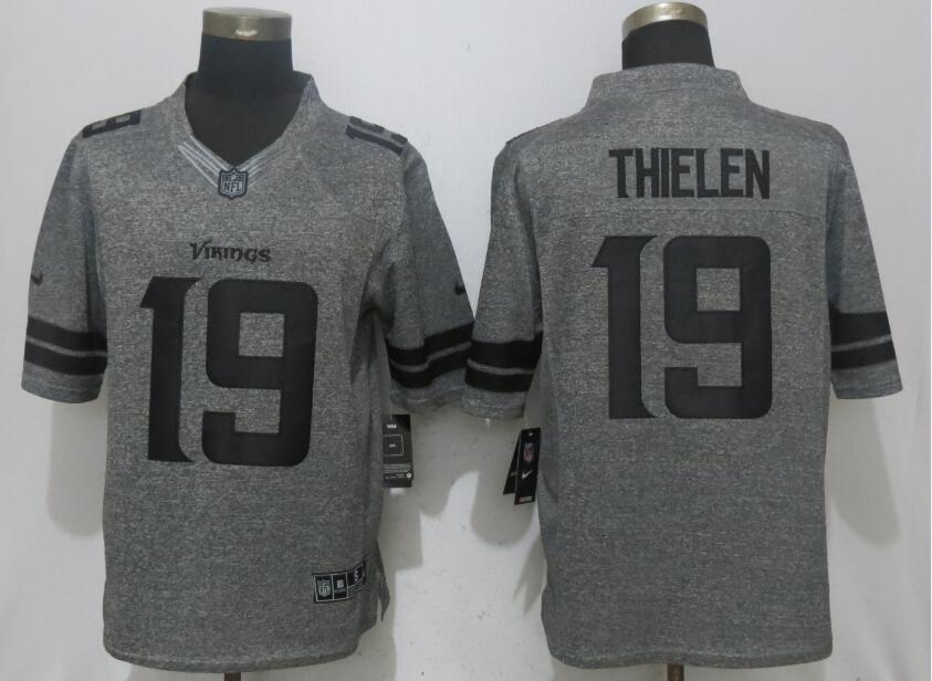 2017 Men New Nike Minnesota Vikings #19 Thielen Gray Stitched Gridiron Gray Limited Jersey